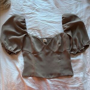 Wilfred Taupe Puff Sleeve Blouse